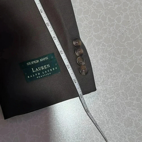 LAUREN RALPH LAUREN Men's Suit Olive Blazer Super 100's Pure New Wool Size 38R - Picture 14 of 15